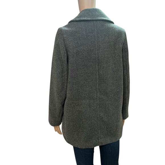 H&M Faux Wool Pea Coat Size 2 Gray Felted Double Breasted Classic Minimalist - Picture 3 of 5